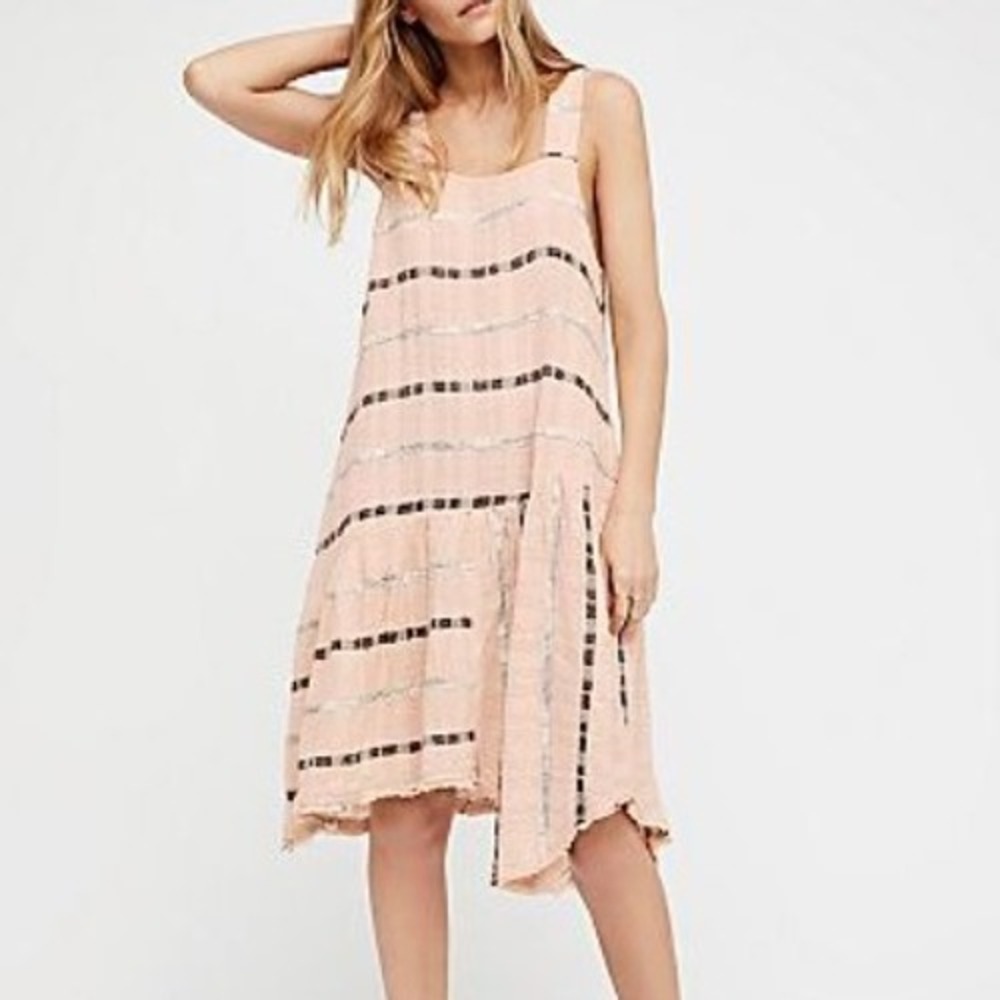 Free People Sleeveless Dress Striped Frayed Hem Casual Boho Chic Size Small - Picture 2 of 5